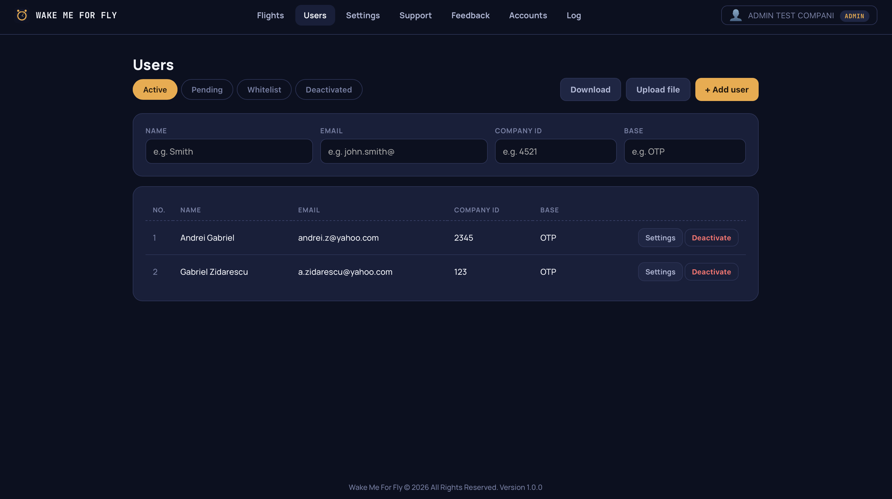 Dispatcher users view
